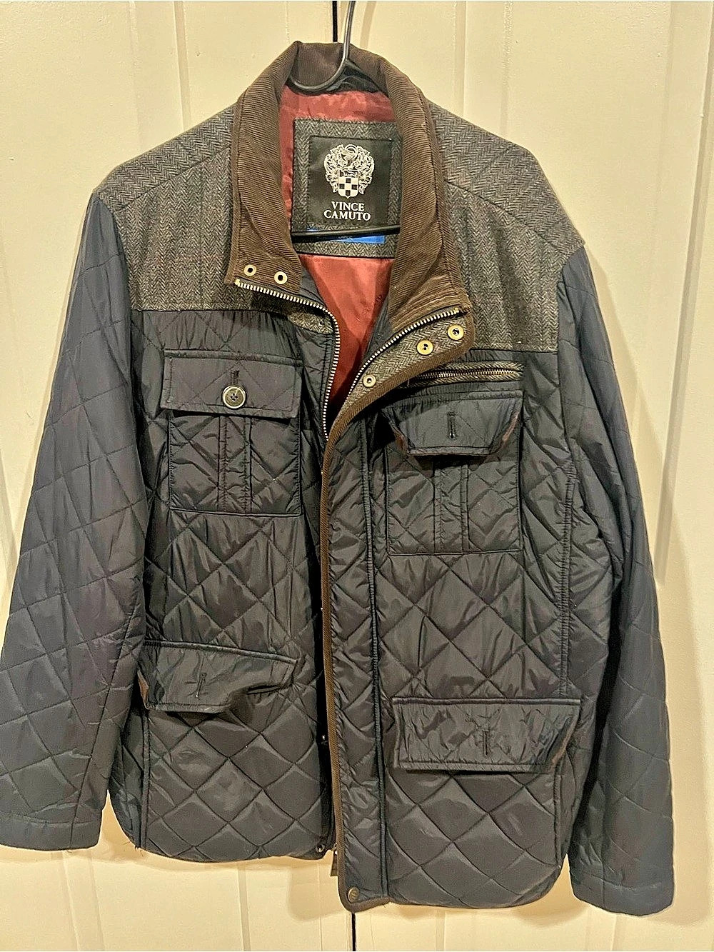 Vince Camuto Men's Quilted Jacket in Gray & Black Size Large Like New